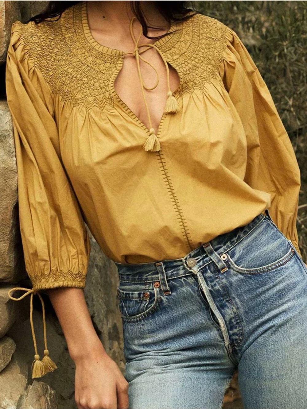 Dôen Ariste Blouse Top in Wheat Size Medium
